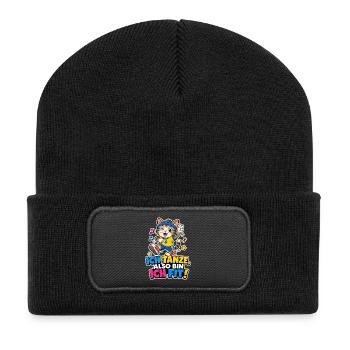 Tanzende Katze Fit Musik Sport Comic Spruch Cool - Recycelte Patch Beanie - Schwarz - Vorne
