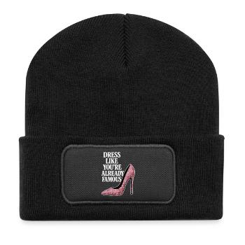 Dress like you're already famous - Rosa Heel - Recycelte Patch Beanie - Schwarz - Vorne