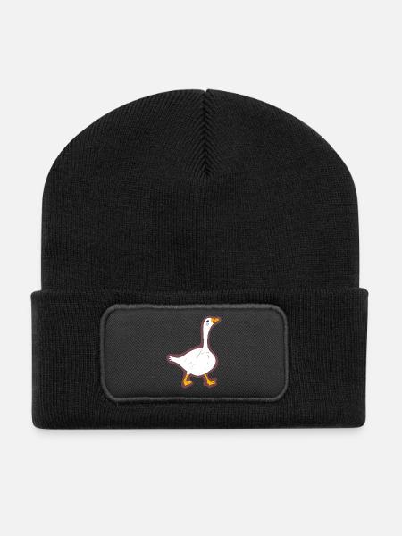 Rosa Kontur Ente Cartoon - Recycelte Patch Beanie - Schwarz