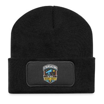 Sternbeobachtung in der Nachtschicht - Recycelte Patch Beanie - Schwarz - Vorne
