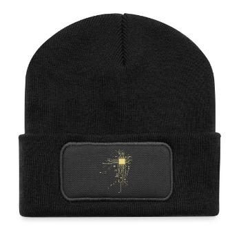 CPU Prozessor Technik Computer IT Nerd Motiv - Recycelte Patch Beanie - Schwarz - Vorne