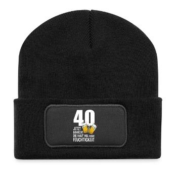 40 Geburtstag Bier Männer Lustiger Spruch - Recycelte Patch Beanie - Schwarz - Vorne