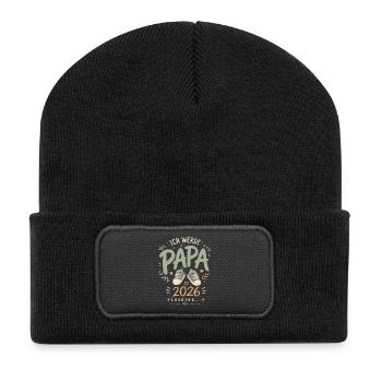 Werdender Vater Ich werde Papa - Recycelte Patch Beanie - Schwarz - Vorne