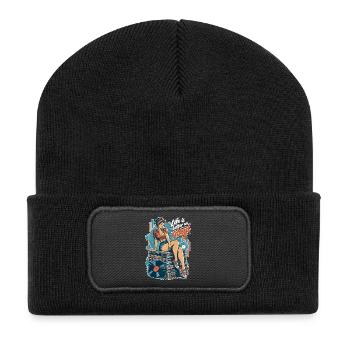 Life is better on vinyl - Pin-Up & Sneaker - Recycelte Patch Beanie - Schwarz - Vorne