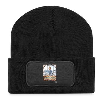 Heuschrecke JOGUE Bürokaufmann Kaufmann Pop Art - Recycelte Patch Beanie - Schwarz - Vorne