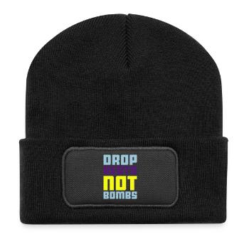 drop beats not bombs - Beanie recyclé à patch - noir - Devant