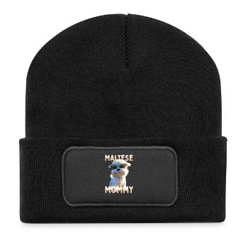 Maltese Mommy Mama Muttertag Mom Süßer Malteser - Recycelte Patch Beanie - Schwarz - Vorne