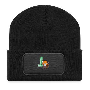 1 year old - School enrollment - Little panda motif - Recycled Patch Beanie - black - Front