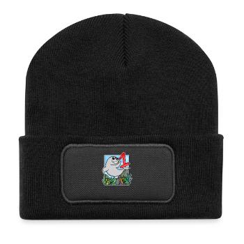 1 Jahr alt - Einschulung - Seelöwe Motiv - Zahl 1 - Recycelte Patch Beanie - Schwarz - Vorne