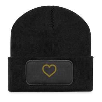 golden heart - Recycled Patch Beanie - black - Front