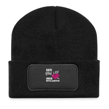 Diese Frau liebt ihren Notfallsanitäter - Recycelte Patch Beanie - Schwarz - Vorne