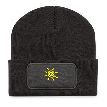 symbole du soleil - Beanie recyclé à patch - charbon - Devant
