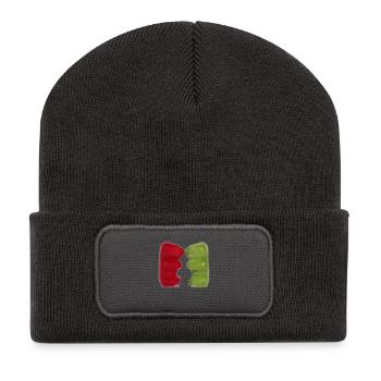 Gummibärchen Kuss - Recycelte Patch Beanie - Dunkelgrau - Vorne