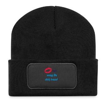 Küss mich, wenn Du dich traust! Vektor Vector - Recycelte Patch Beanie - Schwarz - Vorne