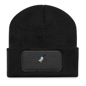 vogel_1_f3 - Recycelte Patch Beanie - Schwarz - Vorne