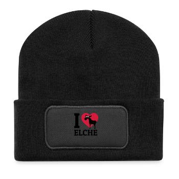 I love Elche - Recycelte Patch Beanie - Schwarz - Vorne