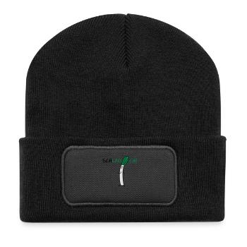 Schlauer Lauch - Recycelte Patch Beanie - Schwarz - Vorne