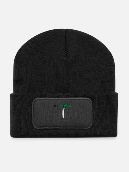 Schlauer Lauch - Recycelte Patch Beanie - Schwarz