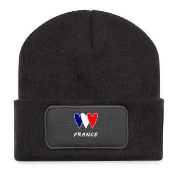 FOOTBALL. SPORT. FRANCE. CHAMPION. BLEU BLANC ROUG - Beanie recyclé à patch - charbon - Devant