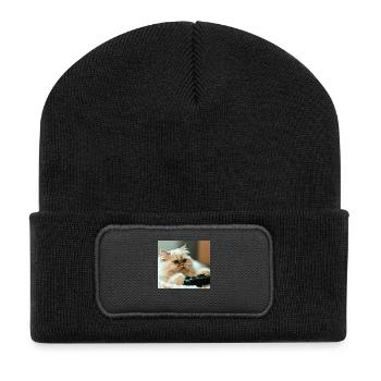 Persian cat Negan playing video games - Recycled Patch Beanie - black - Front