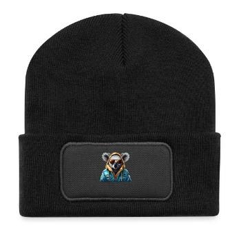 Ours koala de style urbain | Amoureux des koalas - Beanie recyclé à patch - noir - Devant