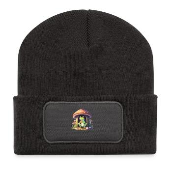 Grenouille dans le champignon - Beanie recyclé à patch - charbon - Devant