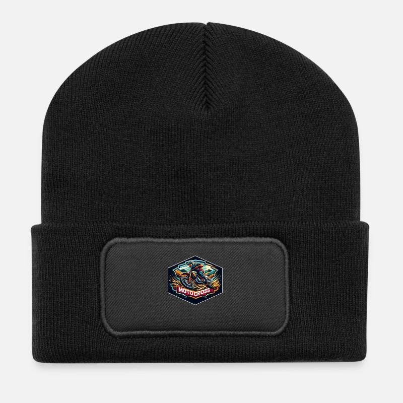 Motocross Logo - Recycelte Patch Beanie - Schwarz