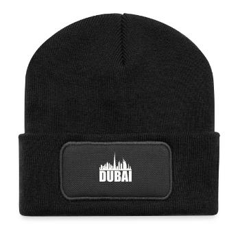 dubai skyline 1 - Recycelte Patch Beanie - Schwarz - Vorne