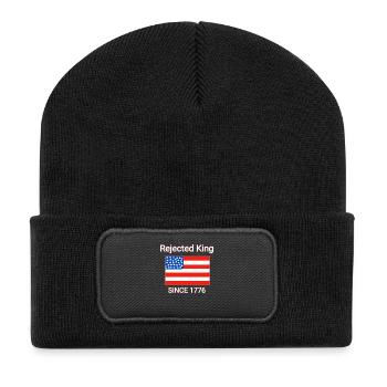 königliche Sprüche - Recycelte Patch Beanie - Schwarz - Vorne