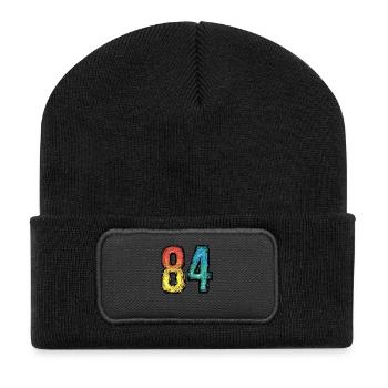 84 Zahl Comic - Recycelte Patch Beanie - Schwarz - Vorne