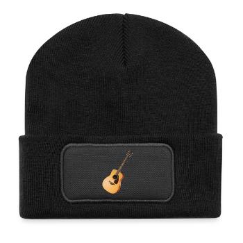 Gitarre - Recycelte Patch Beanie - Schwarz - Vorne
