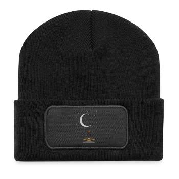 regarde de lapin à la carotte sur la lune - Beanie recyclé à patch - noir - Devant