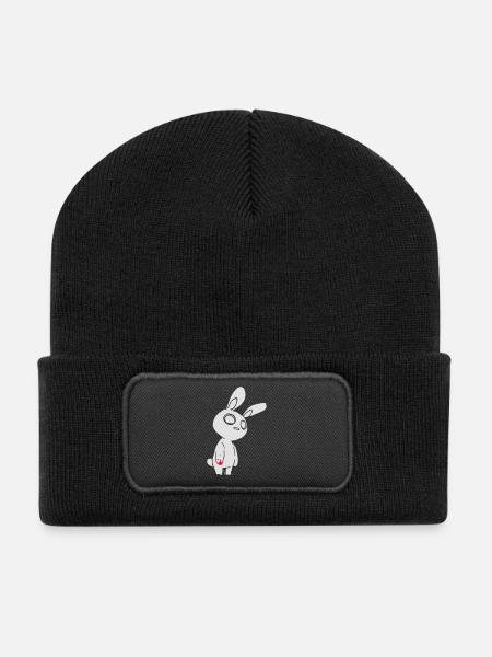 Zombie Hase – Gothic Bunny Halloween Blut Shirt - Recycelte Patch Beanie - Schwarz