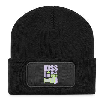 St. Patrick'S Day: KISS ME I'M CUTE - Recycelte Patch Beanie - Schwarz - Vorne