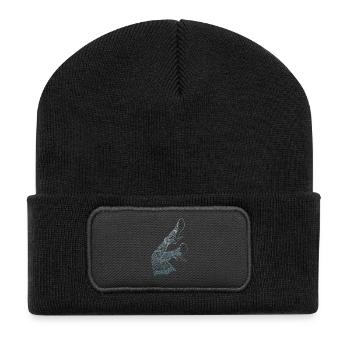 Halterlose Strümpfe 01 - Stockings 01 - Recycelte Patch Beanie - Schwarz - Vorne