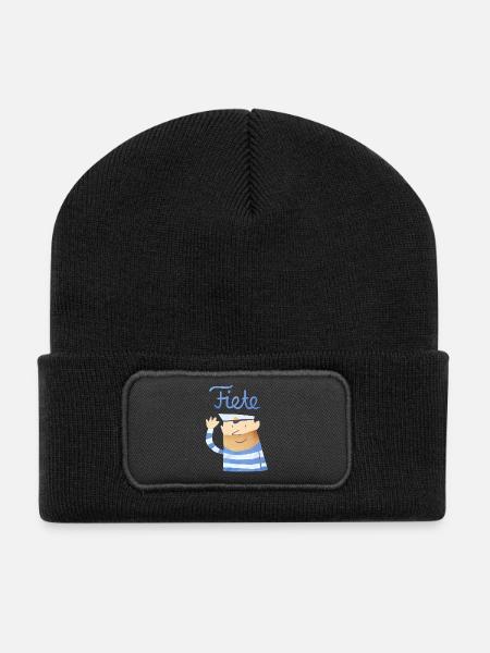 'Hello' Fiete Baby Longsleeve - white - Recycelte Patch Beanie - Schwarz