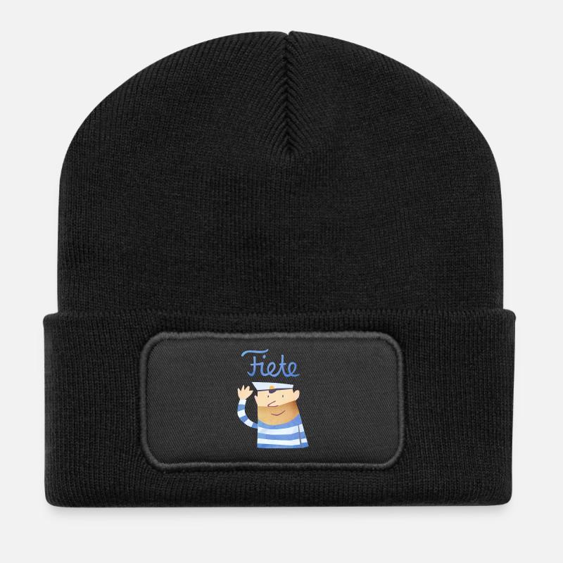 'Hello' Fiete Baby Longsleeve - white - Recycelte Patch Beanie - Schwarz