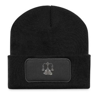Waage Sternzeichen - Recycelte Patch Beanie - Schwarz - Vorne