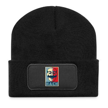 HACK - Beanie recyclé à patch - noir - Devant