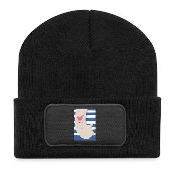 Tatouage maman - Beanie recyclé à patch - noir - Devant