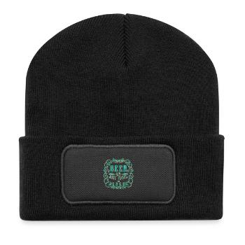 Kühles Bier Bier hilft, die Sachen nicht zu saugen - Recycelte Patch Beanie - Schwarz - Vorne