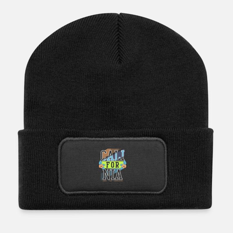 KALIFORNIEN - Recycelte Patch Beanie - Schwarz