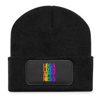 Cool Legilence Happiness T-Shirt saying - Recycled Patch Beanie - black - Front