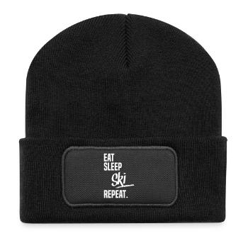 EAT SLEEP SKI - Recycled Patch Beanie - black - Front