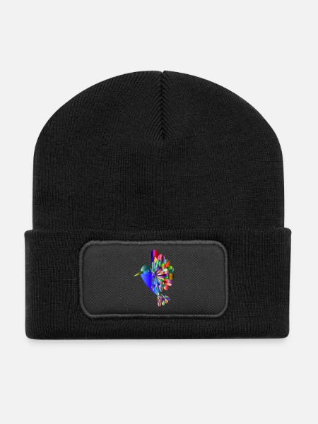 Colibri mosaïque colorée cadeau idée cadeau - Beanie recyclé à patch - noir