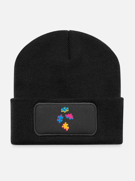 four puzzle pieces - Recycled Patch Beanie - black