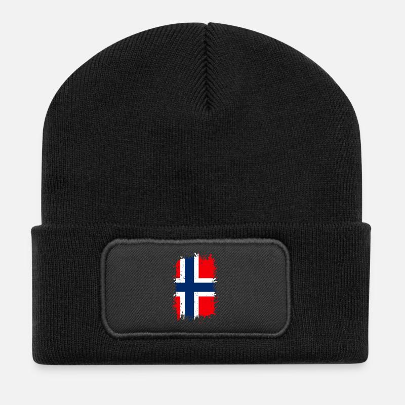 Norwegen - Recycelte Patch Beanie - Schwarz