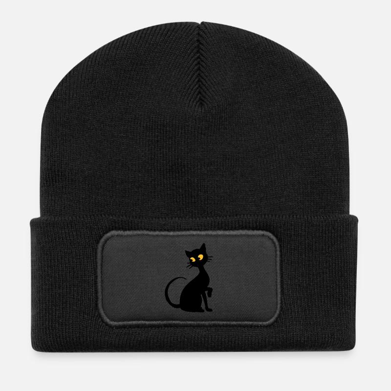 Chat - Beanie recyclé à patch - noir