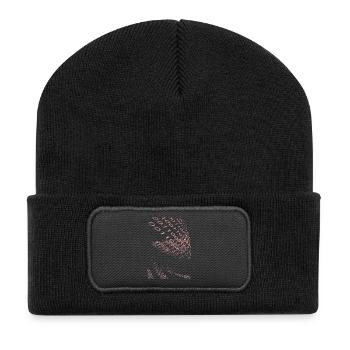Rosa Binärcode Spirale - Recycelte Patch Beanie - Schwarz - Vorne