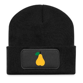 Birne - Recycelte Patch Beanie - Schwarz - Vorne